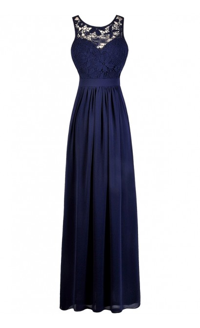 Navy Blue Lace Maxi Dress | Navy Maxi Bridesmaid Dress | Lily Boutique