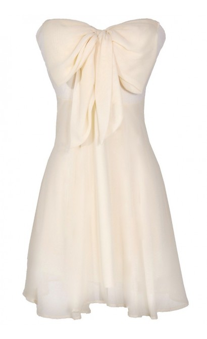Oversized Bow Chiffon Dress in Ivory Lily Boutique