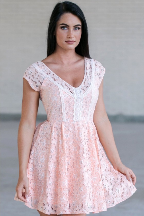 peach lace dress