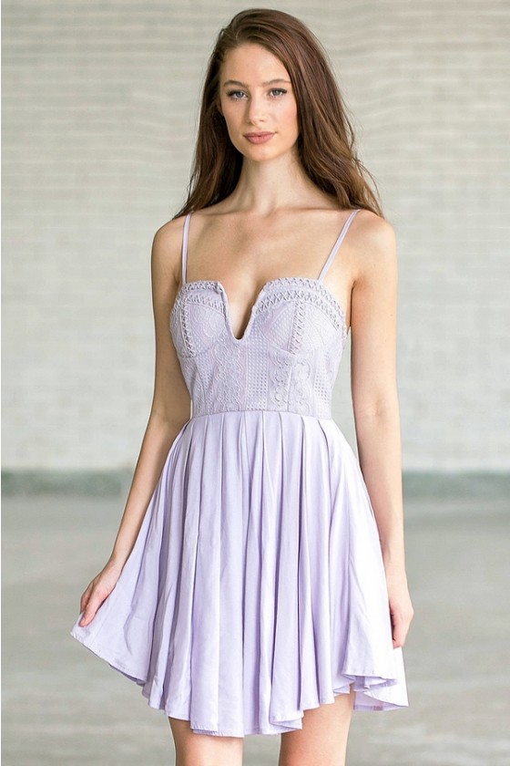 Lavender Lace Romper Dress  Cute Juniors Purple Summer Dress Lily Boutique