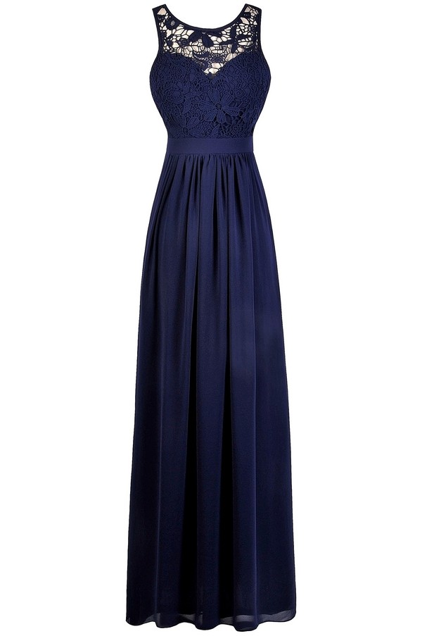 Navy Blue Lace Maxi Dress | Navy Maxi Bridesmaid Dress | Lily Boutique