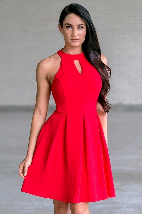 Red A-line party dress | Cute Red Dress Online | Holiday Dress Lily ...