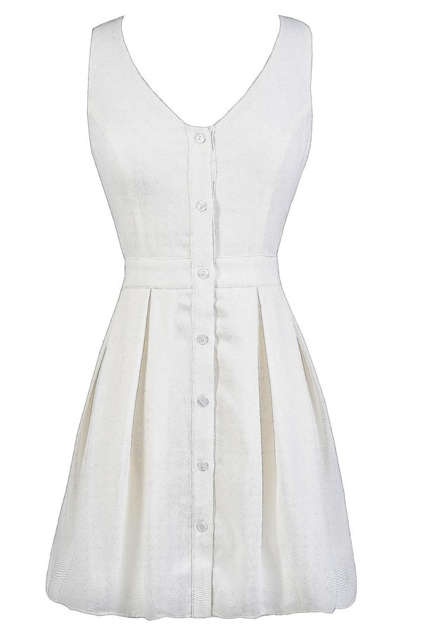 Cute White Dress, Cute Summer Dress, White Button Down Dress, White ...