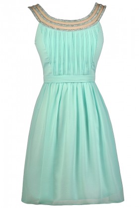 Cute Mint Dress, Mint Party Dress, Mint Cocktail Dress, Mint Embellished Dress