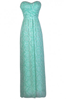 Seafoam Green Maxi Bridesmaid Dress, Mint Maxi Dress, Cute Mint Dress