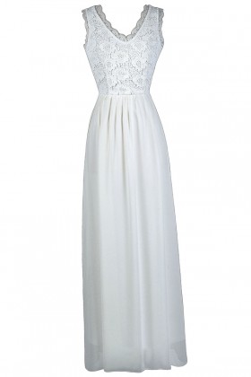 Off White Lace Maxi Dress, Cute Summer Dress, White Lace Maxi Dress