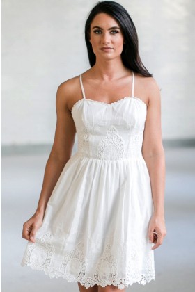White Eyelet Dress, Cute White Sundress, White Summer Dress Online, Boutique Dresses