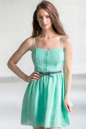 Cute Mint Dress, Online Boutique Dress, Belted Mint Summer Dress, Mint Green Sundress