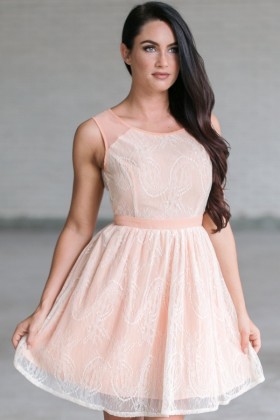 Georgia Peach Lace A-line Dress