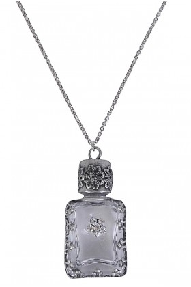 Cute Silver Bottle Necklace, Silver Bottle Pendant, Cute Boho Jewelry