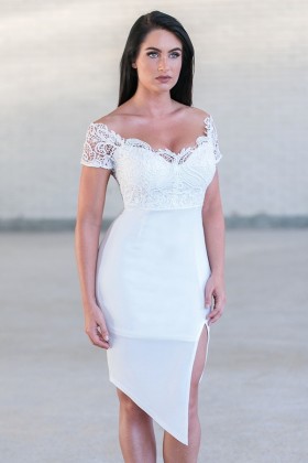 White Lace Pencil Dress Online, Cute White Juniors Boutique Dress, White Cocktail Dress