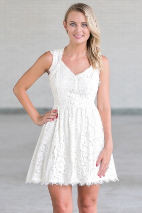 Ivory Lace A-Line Dress, Cute Summer Dress Online