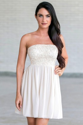 Tangled Webs Strapless Dress in Ivory