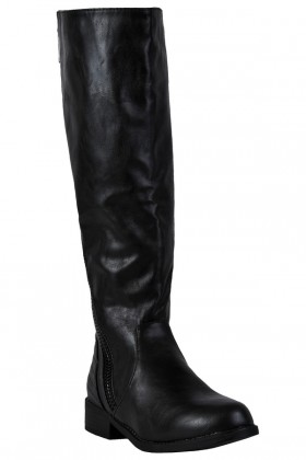 Black Zip Riding Boots, Cute Fall Boots
