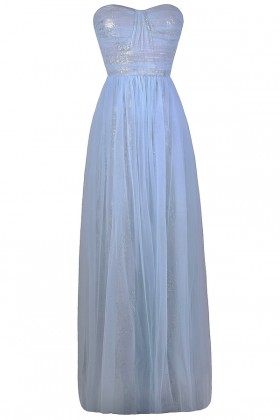 Sky Blue and Silver Formal Prom Dress, Pale Blue Maxi Dress