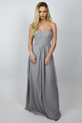 Grey Maxi Formal Bridesmaid Dress