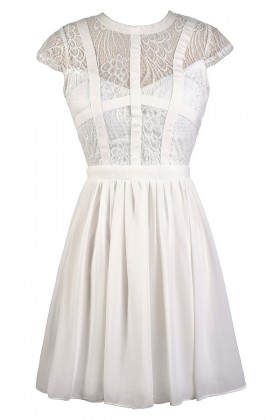 Cute White Dress, White Lace Dress, White Sundress, White A-Line Dress, White Summer Dress, White Party Dress