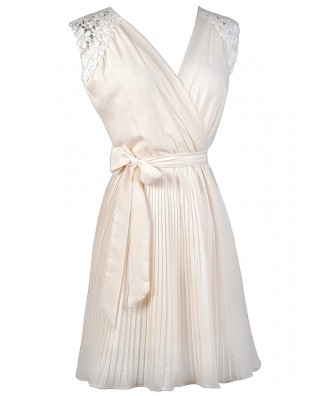 Ivory A-Line Dress, Cute Ivory Dress, Cute Off White Dress, Lace ...