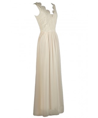 Ivory Lace Maxi Dress, Off White Maxi Dress, Rehearsal Dinner Dress ...