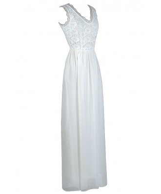 Off White Lace Maxi Dress, White Summer Maxi Dress, Cute Maxi Dress ...