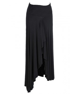 Side Slit Ruffle Maxi Skirt in Black - BOTTOMS Lily Boutique